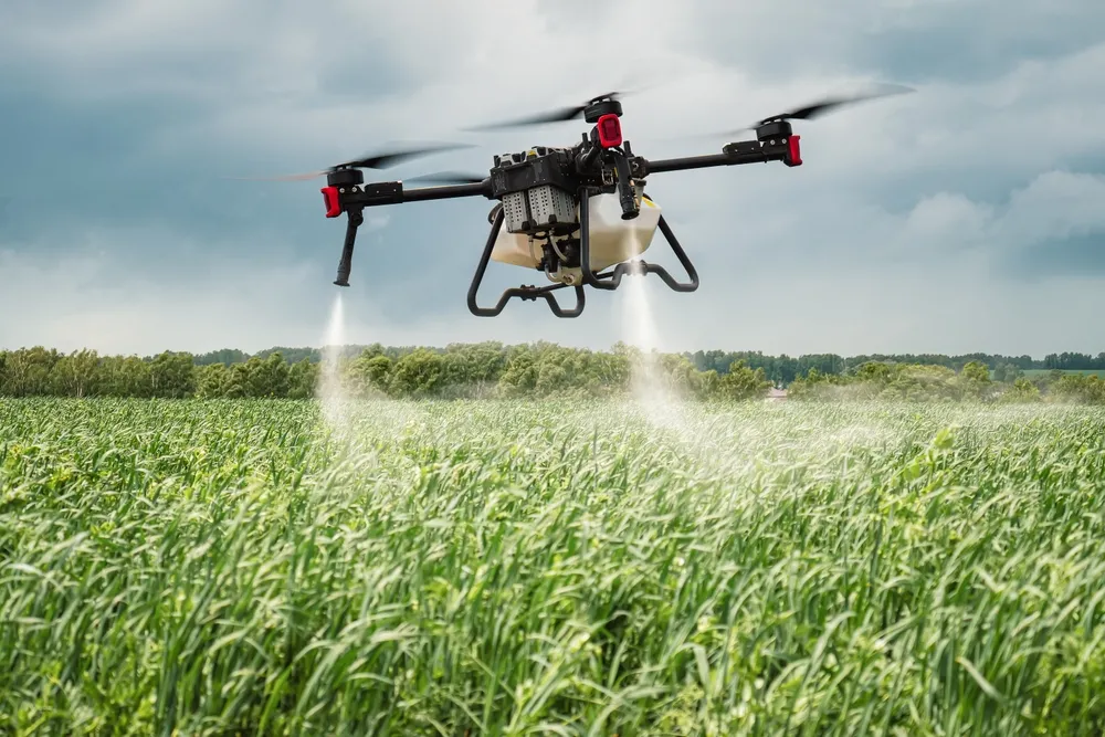 Agricultural Equipment for MPEI 3 Modern,Technologies,In,Agriculture.,An,Industrial,Drone,Flies,Over,A